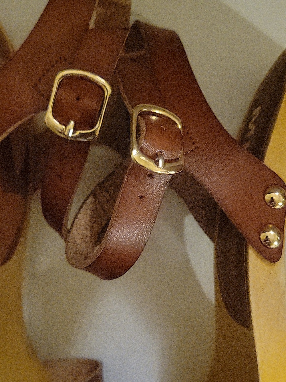 Platform Ankle-Strap Sandal in Brown and Yellow - Picture 5 of 5